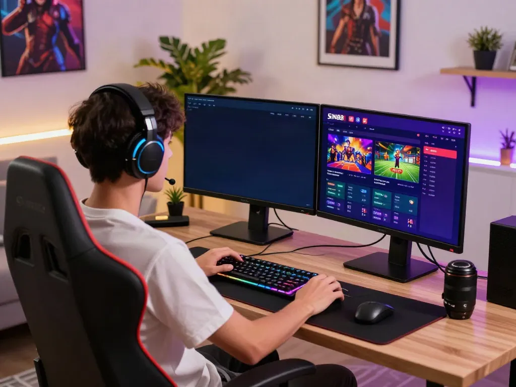 Engaging user experience on the SIN88 online gaming platform with vibrant gaming setup.