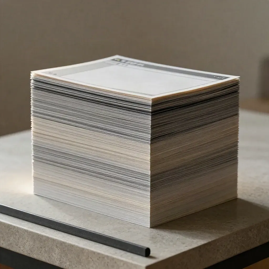 Layered acetate website wireframe on a stone tabletop, lit cinematically with dust in the air
