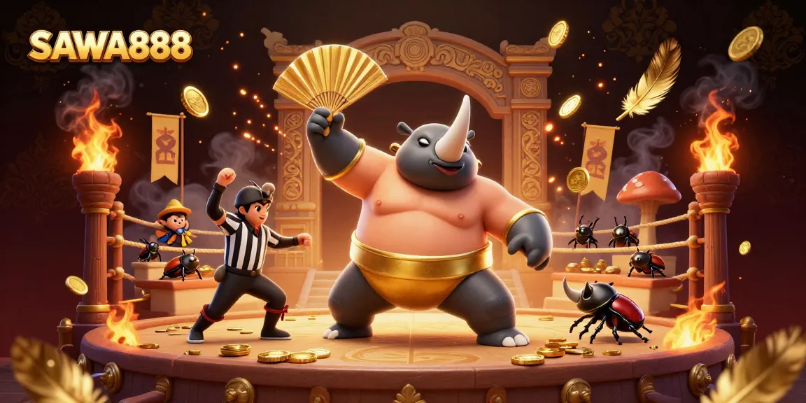 Experience the dynamic action at SAWA888 featuring a beetle champion and thrilling casino elements.