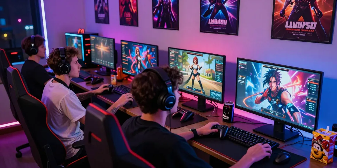 Engaging players enjoying a heated hentai game online in a vibrant gaming room with colorful decor.