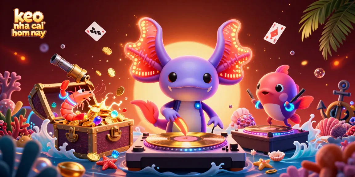 Engage with keo nha cai hom nay in a vibrant underwater DJ scene featuring neon characters and treasures