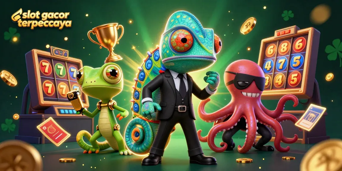Engage with slot gacor terpercaya action in a vibrant 3D gaming scene featuring colorful slot machines and dynamic characters.