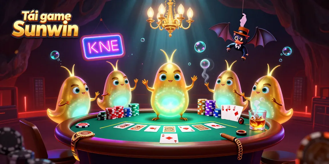 Experience thrilling casino excitement with Tải game Sunwin, featuring vibrant glowworms and a bat dealer.