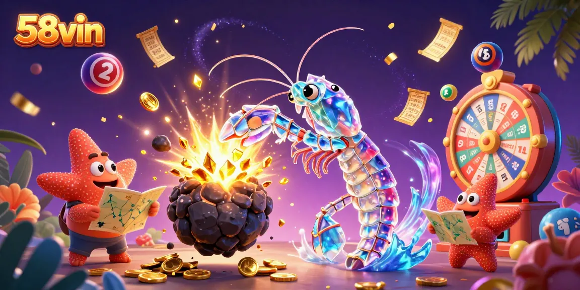 Experience thrilling wins with 58vin in this vibrant casino-themed 3D illustration.