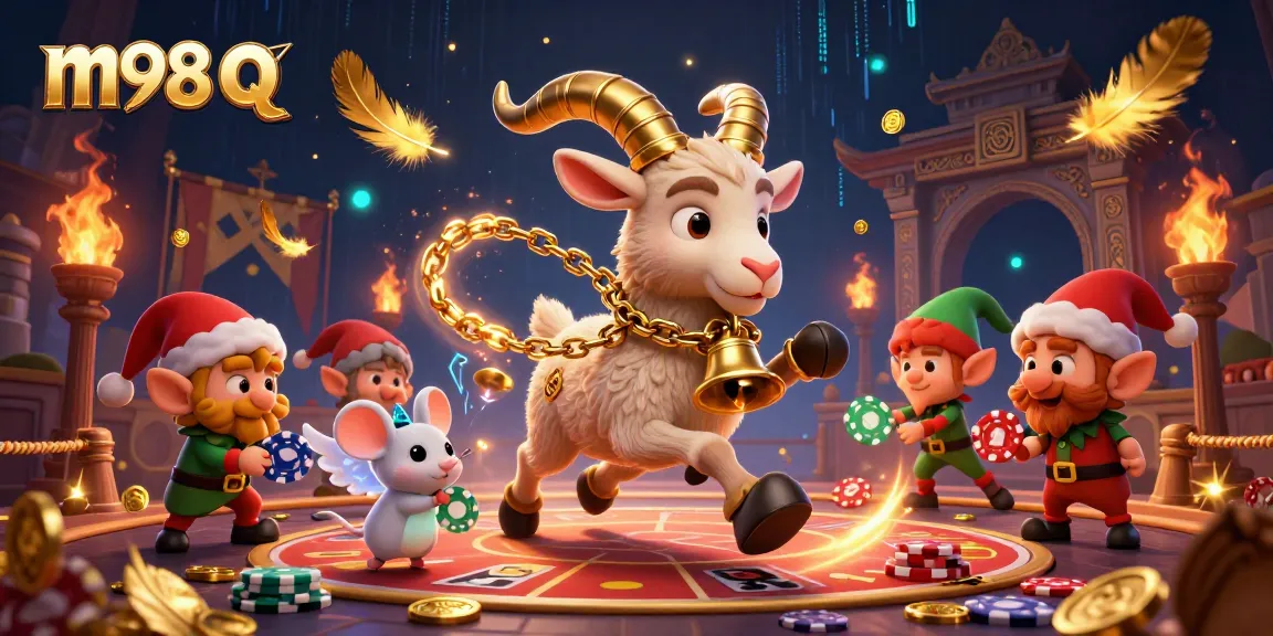 Experience m98 q at a captivating holiday casino scene with vibrant characters and exciting action.