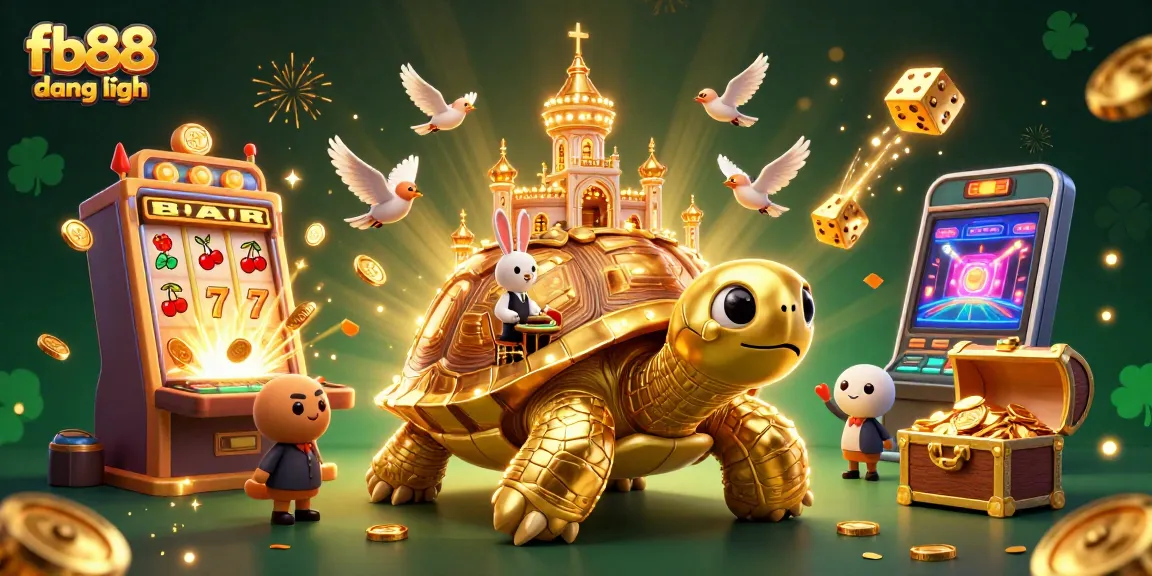 Experience winning excitement with fb88 đăng nhập, featuring a vibrant casino scene with golden tortoise and lively game elements.