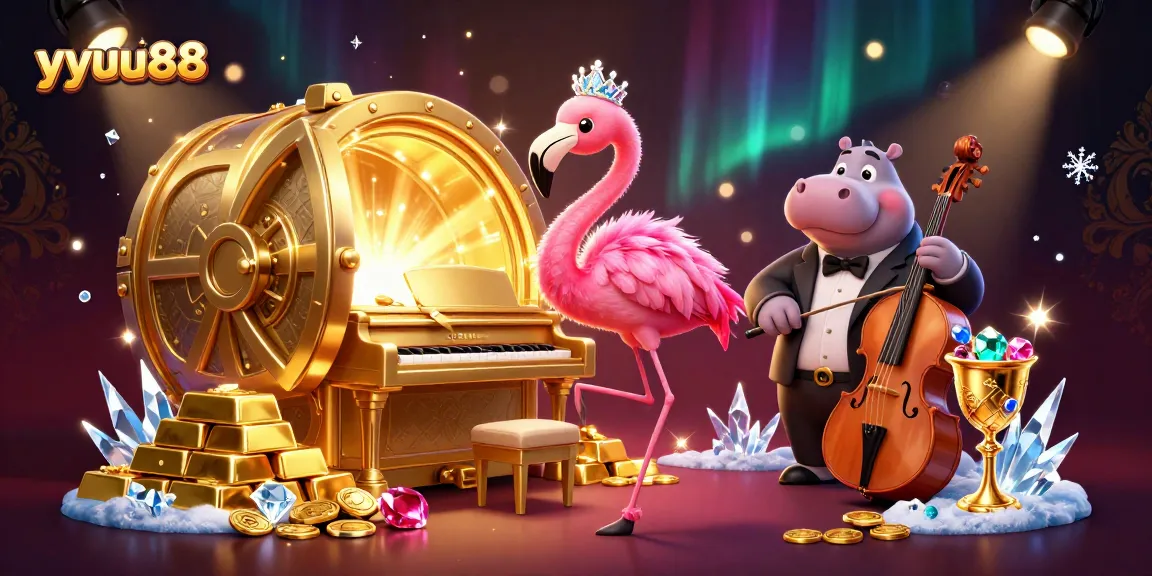 yyuu88 engages players in an exciting casino scene with rich treasures and vibrant characters